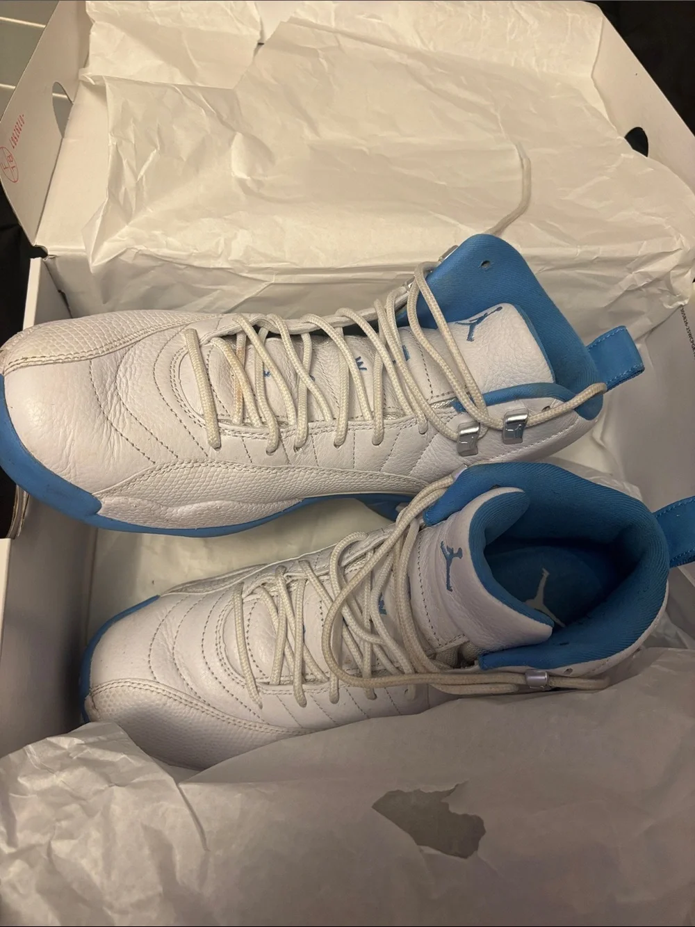 Jordan Retro High-Top Sneakers in White and Light Blue